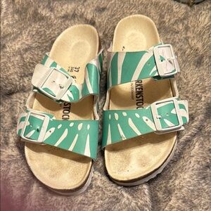 Birkenstock Sandals - Green and White